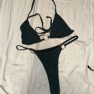 MISSGUIDED Elegant Green Bikini Set